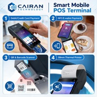 Портативный POS-терминал Cairan 5 дюймов, Android 12, четырехъядерный процессор 1.5 ГГц, 2 ГБ/16 ГБ, Bluetooth, USB, 58-мм принтер, считыватель MSR/IC/NFC, 2800 мАч