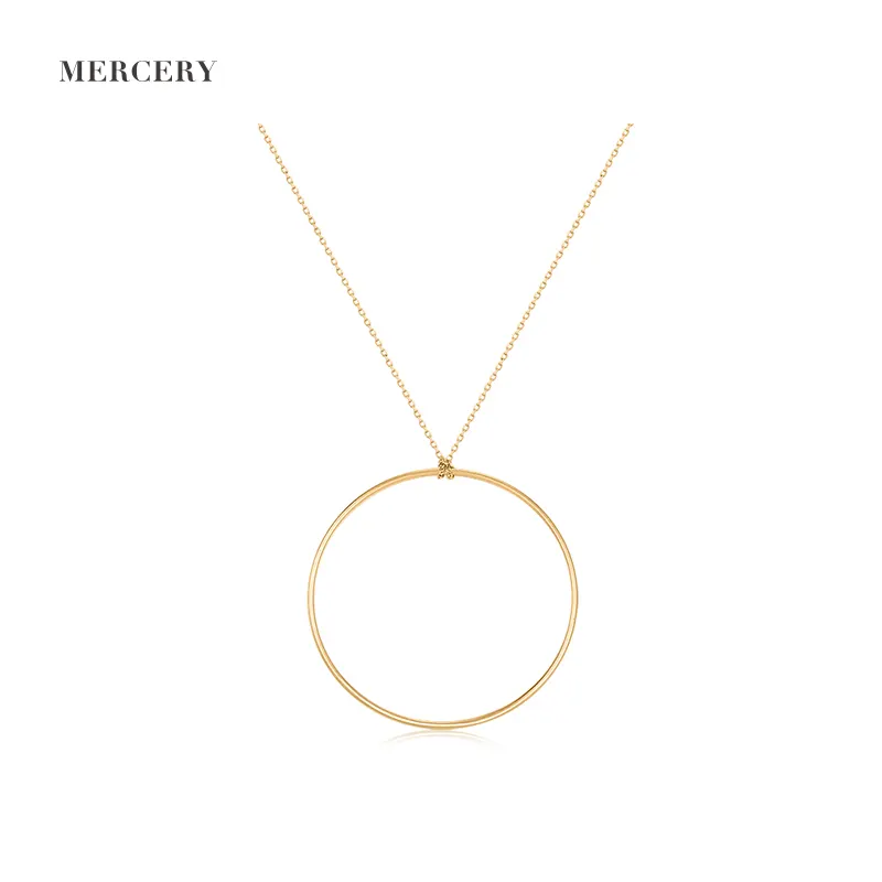 Mercery Golden Ring Pendant Necklaces 14K Gold Solid Jewelry Dainty Luxury 14 K Ladies Custom Necklace Sets With Circle Ring