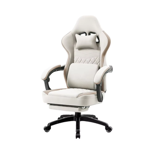 Chaise de bureau pivotante, inclinable, confortable, en cuir, coussin de gel à ressort de poche, repose-pieds de massage, sac de rangement - Product Image 1