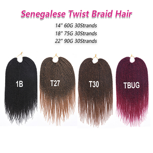 En torsadée sénégalaise synthétique au <span class=keywords><strong>Crochet</strong></span>, torsadée 14 18 22 pouces, coiffure fine Mini Mambo, 20 pièces - Product Image 4