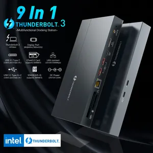 Thunderbolt 3 תחנת עגינה כפולה 4K @ 60Hz Displayport 8K USB C Thunderbolt 3 Dock hub