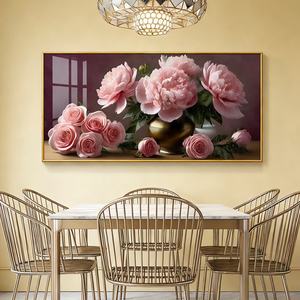 Peinture sur Porcelaine LED Personnalisée à Motif de Roses Roses, Décoration Murale pour Salon, Vente en Gros - Product Image 2