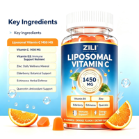 Vitamine liposomale à marque privée 1450mg avec D3, Zinc et Sureau pour le soutien immunitaire et l'impulsion énergétique, 60 unités, MOQ 50 boîtes