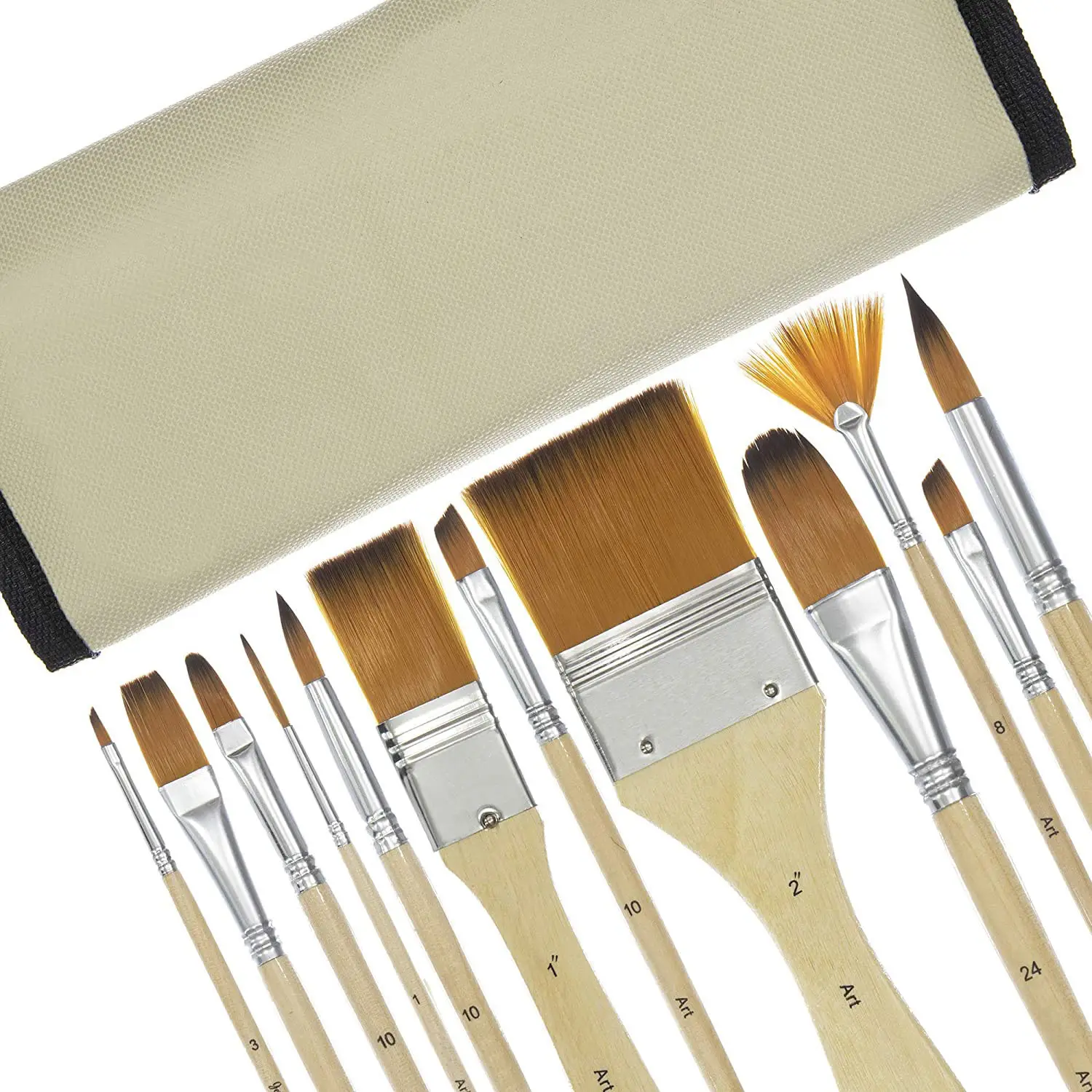 Bview Art 24 Pcs Artist Watercolor Natural Paint Brush Set With Free Carry Pouch