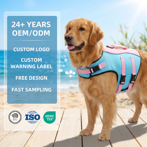 Giubbotto di Salvataggio Rosa <span class=keywords><strong>Impermeabile</strong></span> per Cani in Neoprene con Maniglia di Soccorso, Giacca Galleggiante ad Alta Visibilità per Cani - Product Image 1
