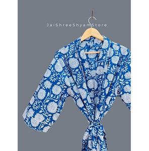 ชุดกิโมโนผ้าฝ้ายเนื้อนุ่มสำหรับผู้หญิง ลายพิมพ์ดอกไม้แบบดั้งเดิม เหมาะสำหรับใส่ที่บ้าน ชุดนอน และพักผ่อน - Product Image 1