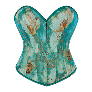 New phong cách Tòa Án Corset màu xanh lá cây Bee <span class=keywords><strong>Jacquard</strong></span> vải giảm béo cơ thể hình thành áo Corset Top - Product Image 2