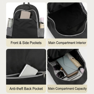 Sac à dos de voyage léger et pliable 25L, sac à dos de jour en nylon compact et pliable, sac de transport multicolore pour hommes et femmes - Product Image 2
