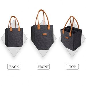 Sac de rangement pour vin en feutre de laine polyvalent avec logo personnalisé pour les voyages et la maison, capacité de 6 bouteilles - Product Image 4