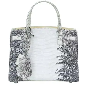 Fashion style high quality genuine lizard leather handbag exotic leather tote bag for women
