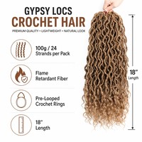 Extensions de cheveux synthétiques au crochet Goddess Locs 18 pouces, 100g, 24 mèches, fibre basse température, Gypsy Locs