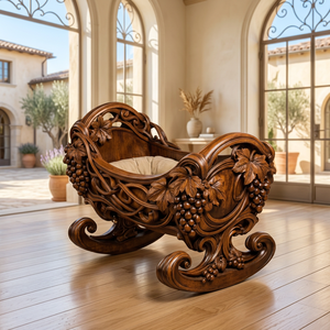 Berceau à bascule en bois sculpté artisanal pour bébé, design en vigne de vigne, style victorien, mobilier de chambre d'enfant, Maharashtra, INDIE - Product Image 1