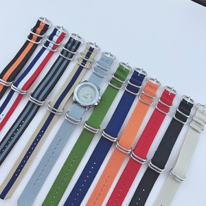 สายนาฬิกาไนลอนแบบนาโต้ หัวเข็มขัดสีเงิน ขนาด 18 มม. 20 มม. 22 มม. 24 มม. สายนาฬิกาสำรองสำหรับนาฬิกาอัจฉริยะ รุ่น ZU LU - Product Image 1