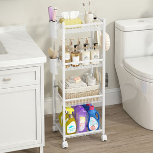 חדר אמבטיה מרובי שכבה עם גלגלים קומה סוג מתכת בעל גלגלים & מתלה עבור מוצרי רחצה לארגן קל להרכיב מתלה - Product Image 2