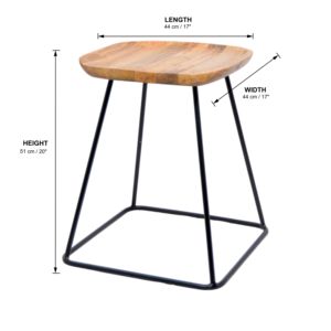Top Natural Wood with Metal Black Frame Nordic Style Kitchen Modern Wooden Texture Counter Bar <b>Stool</b> High Chair With Metal Legs - Product Image 5