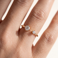 Bague minimaliste en diamant cultivé en laboratoire LBR41, or massif 18 carats, taille ronde, 0,16 carat, pour femme, bijoux fins, cadeau de fiançailles
