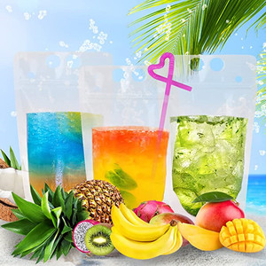 Bolsas de plástico transparente para bebidas, pajita y bolsas de zumo con orificio para mano, embalaje para bebidas frías y calientes, de fábrica - Product Image 5