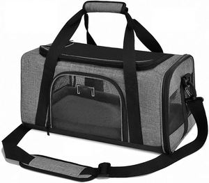 Sac de transport approuvé pour chats et chiens de petite et moyenne taille |   Sac de transport pour chien avec ventilation optimale |   4 fenêtres en maille, 3 entrées - Product Image 1