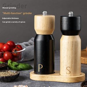 Molinillo de condimentos multiusos de madera maciza y plástico, molinillo de pimienta gruesa, molinillo de sal en polvo, botella, sal marina, herramienta de especias - Product Image 2