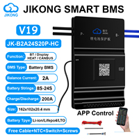JK BMS B2A24S20P-HC V19 Smart BMS 8S-24S BT RS485 CAN HEAT 2A 200A Equilibrador Activo para Baterías de Li-ion/LiFePo4/LTO con Pantalla BMS