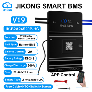 JK BMS B2A24S20P-HC V19 สมาร์ท BMS 8S-24S BT RS485 CAN HEAT 2A 200A ตัวปรับสมดุลแบบแอคทีฟสำหรับแบตเตอรี่ Li-ion/LiFePo4/LTO พร้อมจอแสดงผล BMS - Product Image 1
