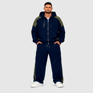 Conjunto de Chándal Oversize Personalizado de 500 Gsm con Logotipo Personalizado, Sudadera con Capucha de Felpa de Corte Holgado con Cremallera y Joggers Holgados 100% Algodón - Product Image 1