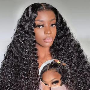 Tissages et perruques en cheveux humains ondulés bouclés, perruques en dentelle HD 13x4, cheveux naturels avec baby hair, densité 180%, perruques à dentelle frontale pour femmes noires - Product Image 1