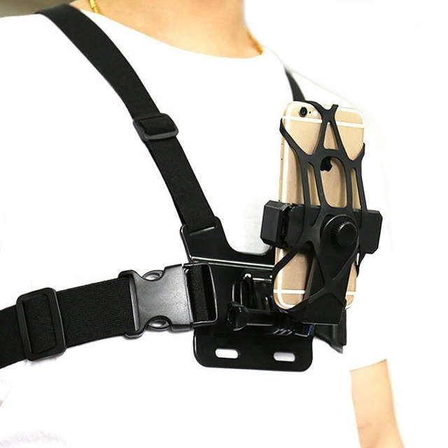 New Adjustable Black Chest Strap Mount Phone Clip Bracket Climbing/Skiing/Motorcycle/Biking 360 Degree Rotated 4-7 Inches iPhone