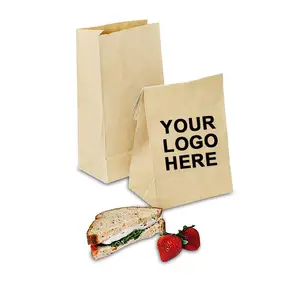 Sac en papier Kraft brun ou blanc imprimé personnalisé de qualité alimentaire, emballage pour Hot-Dog Sandwich résistant à la graisse