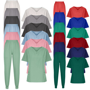 Women Hospital <b>Scrub</b> Set Two Piece Short Sleeve Lightweight Moisture Wicking Work Uniforms Split Set For Medical Caregiver - Product Image 1