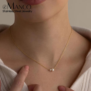 Collar con Colgante de Perla Simple Chapado en Oro de 14k EManco, Joyería para Mujer, Regalos de Cumpleaños para Mejores Amigas - Product Image 1