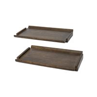 Plateau de service en noyer noir de qualité supérieure avec poignées intégrées, plateau rectangulaire moderne en bois pour petit-déjeuner individuel, café et thé