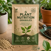 Sachet plat en papier kraft biodégradable, impression personnalisée, granulés nutritifs pour plantes, pour engrais de jardin