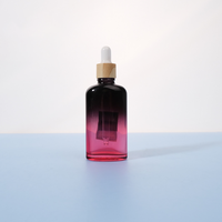 Flacon compte-gouttes en verre violet dégradé 10ml-30ml avec sérigraphie pour emballage cosmétique d'huiles essentielles et de sérums de soin de la peau