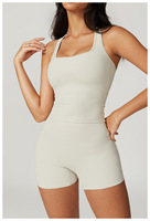 Débardeur de sport Racerback personnalisé pour femmes Débardeur respirant en tissu brossé Moulant décontracté Running Fitness Top à col carré