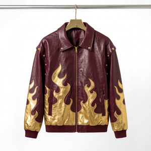 Blouson en cuir pour homme Dumela, style moto, col rabattu, fermeture à bouton unique, coupe régulière, séchage rapide, respirant - Product Image 1