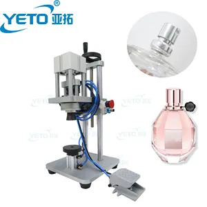 YETO-Pneumatic Perfume Bottle Pump Crimping Capping Machine Vial Sprayer Perfume Crimping Sealing Perfume Lid Punching Machine