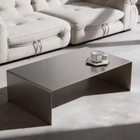 Table basse minimaliste nordique sur mesure en acier inoxydable brossé pour salon et bureau