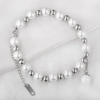 Promo Bracelet de perles Marlary fait à la main réglable en acier inoxydable boule charme cadeau hommes Bracelet de nacre