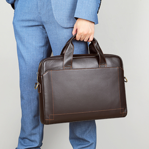 Maletín <span class=keywords><strong>de</strong></span> Cuero Genuino para <span class=keywords><strong>Hombre</strong></span>, con Logotipo Personalizado, para Oficina y Negocios, Portafolio para Laptop - Product Image 2