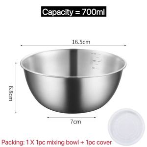Abordable Épais En Acier Inoxydable #304 Échelle Bol À Mélanger Capacité De 700mL Bol À Salade Nidification Stockage Des Aliments Mesure De Cuisson | BINLU - Product Image 2