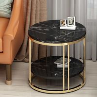 Table à thé ronde à cadre métallique moderne le plus populaire avec dessus en marbre pour le salon