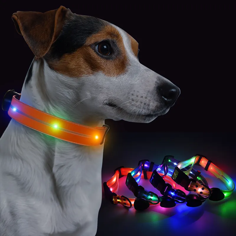 waterproof LED Dog Collar Luminous Pet Collar Light Flashing led dog collar and leash
