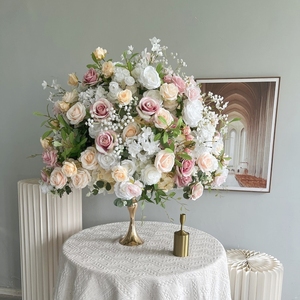 Event Champagne <b>Flower</b> Ball Arrangement Brown Color Silk <b>Flower</b> Ball Centerpieces for Wedding Party Event - Product Image 3