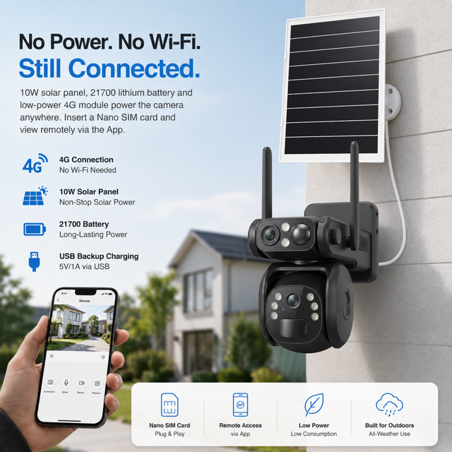 Dual Lens PTZ Security Camera Outdoor with 300 Degree Pan 90 Degree Tilt PIR Detection Two Way Audio and UBox App