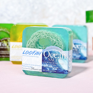 Savon Artisanal Citron Loofah 100g à l'Huile Essentielle, Savon Nettoyant Rose et Sel Marin pour le Bain - Product Image 2