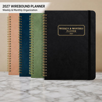 Agenda hebdomadaire 2027, carnet à spirales en PU, couverture rigide de qualité supérieure, format A5, papier 100 g/m², agenda, estampage à chaud doré, meilleurs cadeaux, Cuadernos