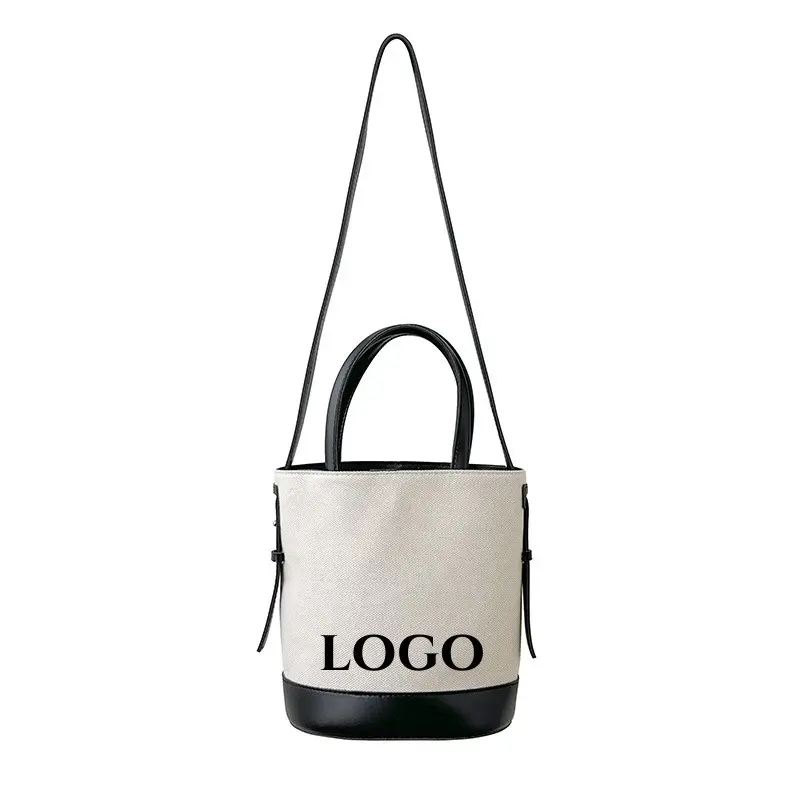 2022 grosir penjualan terlaris klasik wanita tas Bucket Mode disesuaikan tas tangan katun tas ember kanvas