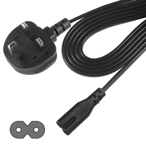 Figure 8 Câble d'alimentation 2 broches compatible avec les imprimantes LED LCD Smart TV Monitor PC Laptop IEC C7 Power UK Lead Plug Cord - Product Image 1