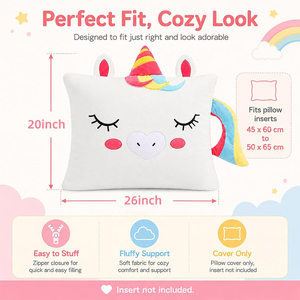 Federa per Cuscino in Peluche per Bambini, <span class=keywords><strong>Unicorno</strong></span> Bianco, Morbida Federa Animale per Letti e Pisolini, Camera da Letto, Casa, Regali di Natale - Product Image 3